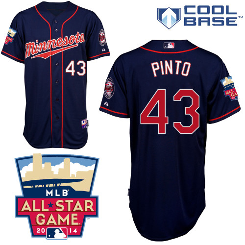 Josmil Pinto #43 MLB Jersey-Minnesota Twins Men's Authentic 2014 ALL Star Alternate Navy Cool Base Baseball Jersey